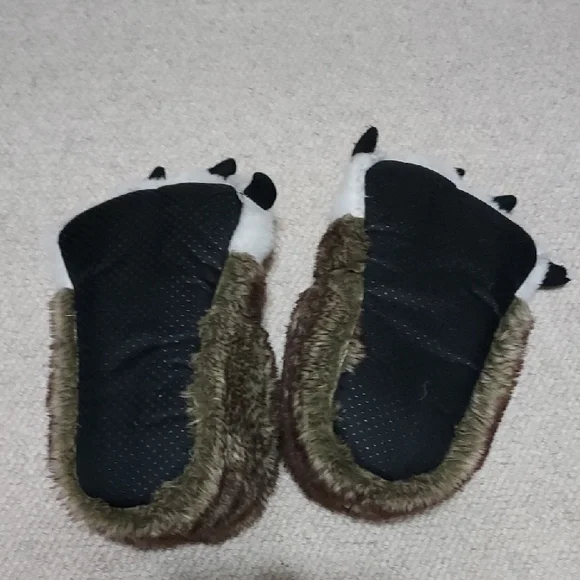 Lazy One Furry Monster Paw Slippers - Brown and White - Picture 4 of 9